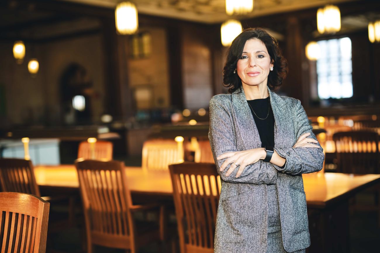 Natasha de Luna standing for her portrait in Linderman Library.